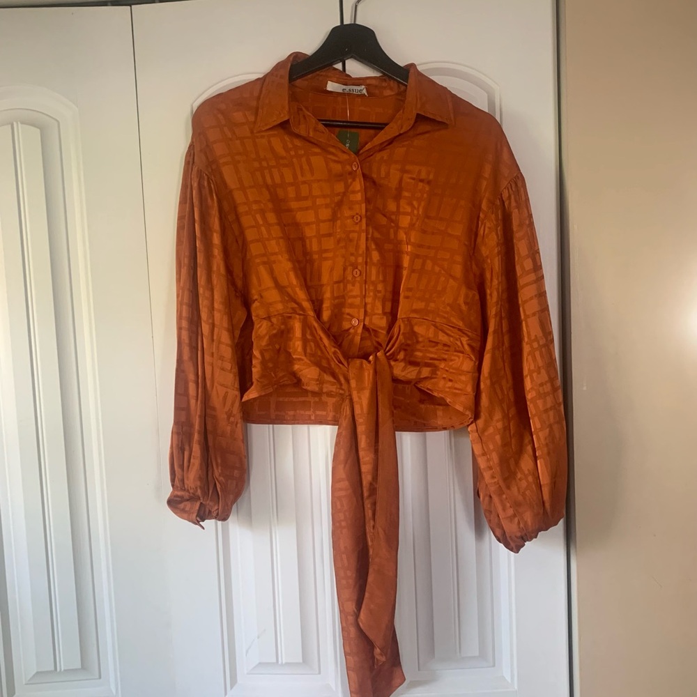 Simons Elegant Orange Tie-Front Blouse